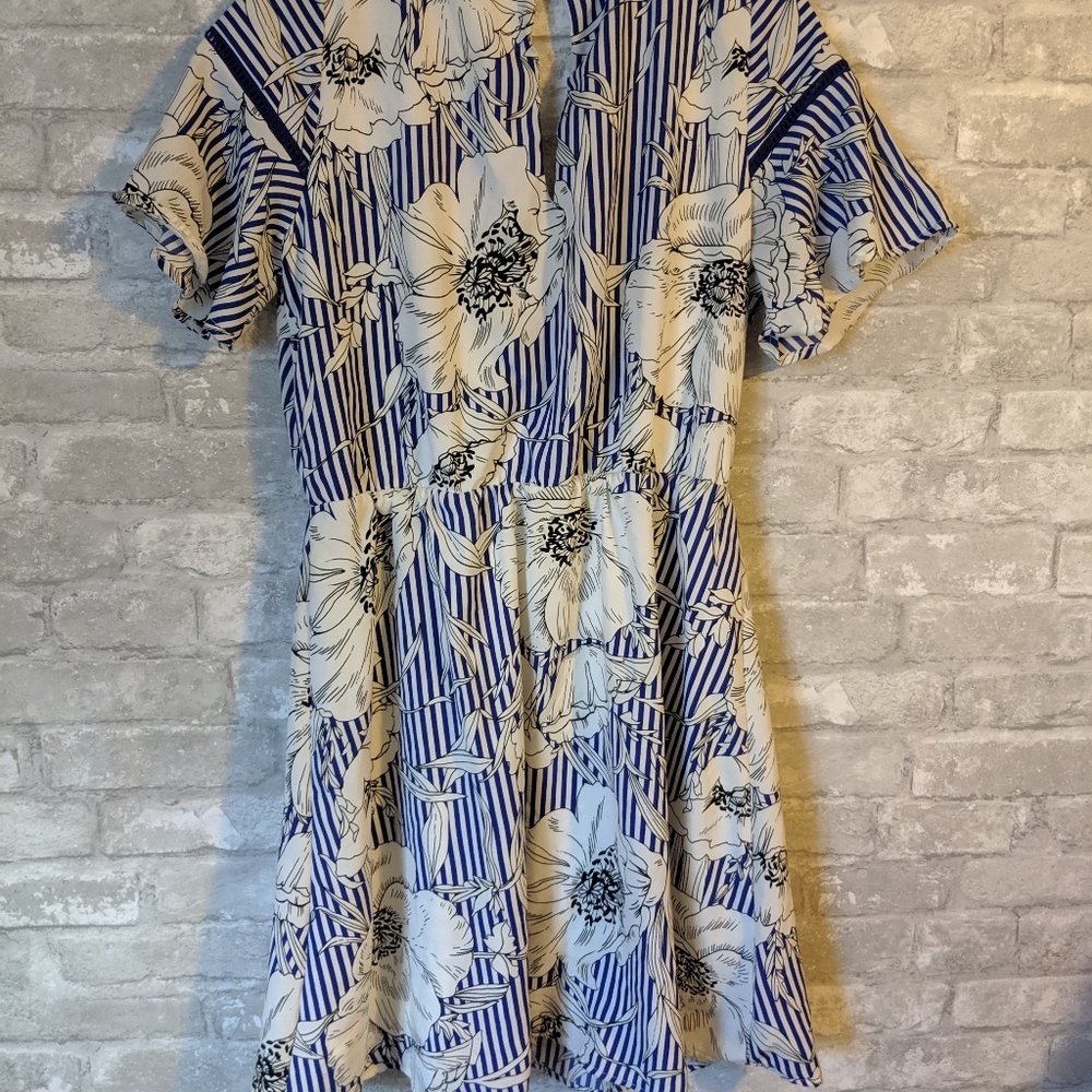 Blue and White Romper